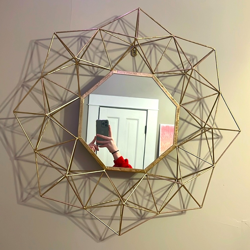 Gold mirror, wall decor for room.